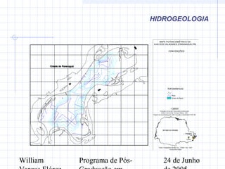 William Programa de Pós- 24 de Junho
HIDROGEOLOGIA
TOPOGRÁFICAS
Rios
Corpo de Àgua
Fonte: Fotografias Aéreas Esc. 1:5000 Ano: 1997
Cartografia Digital
1:30000
Projeção Universal Transversa de Mercator
Datum Horizontal: Córrego Alegre - MG
Origem da Quilometragem UTM: Equador e Meridiano 51W GR
MAPA POTENCIOMÉTRICO DA
ILHA DOS VALADARES (PARANAGUÁ,PR)
CONVENÇÕES
ESTADO DO PARANÁ
Curitiba
Paranaguá
0 500 1000 1500
Meters
Limite Sup. Potenciométrica
Potenciometria
1.5 - 2
2 - 2.5
2.5 - 3
3 - 3.5
3.5 - 4
4 - 4.5
4.5 - 5
5 - 5.5
N
EW
S
Cidade de ParanaguáCidade de Paranaguá
CanaldaCotinga
RioDosCorreias
RioItiberê
749000
749000
749500
749500
750000
750000
750500
750500
751000
751000
751500
751500
752000
752000
752500
752500
753000
753000
7172000
7172000
7172500
7172500
7173000
7173000
7173500
7173500
7174000
7174000
7174500
7174500
7175000
7175000
2
3
4
5
1
Elevação (m.s.n.m.)
 