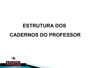 ESTRUTURA DOS  CADERNOS DO PROFESSOR 
