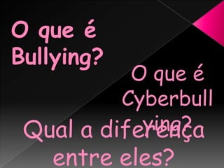 O que é Bullying? O que é Cyberbullying? Qual a diferença entre eles? 