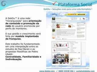  Construção e gestão da marcaDekDu – Soluções reais para uma vida Kompleta !DekDu™www.dekdu.com   /  0800 33538 266 /  contato@dekdu.com 