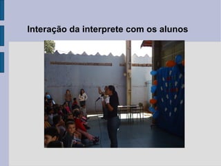 Interação da interprete com os alunos
 