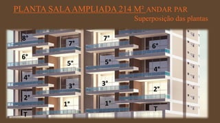 FORÇA 
Elaboração: IM Gafisa 
PLANTA SALA AMPLIADA 214 M² ANDAR PAR 
Superposição das plantas 
T 
T 
1° 
1° 
2° 
2° 
3° 
3° 
4° 
4° 
5° 
5° 
6° 
6° 
7° 
7° 
8°  
