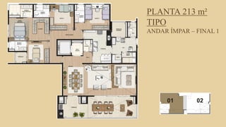 FORÇA 
Elaboração: IM Gafisa 
PLANTA 213 m² TIPO ANDAR ÍMPAR – FINAL 1  