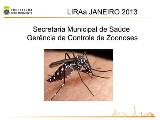 LIRAa JANEIRO 2013
Secretaria Municipal de Saúde
Gerência de Controle de Zoonoses
 