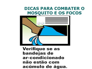 DICAS PARA COMBATER O
MOSQUITO E OS FOCOS
 
