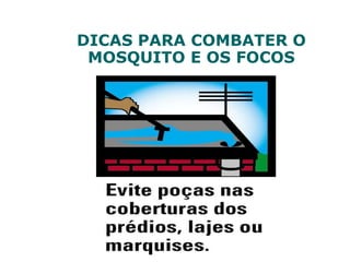DICAS PARA COMBATER O
MOSQUITO E OS FOCOS
 