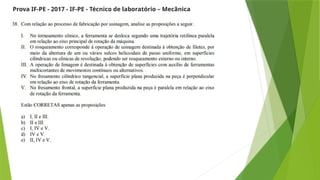 Prova IF-PE - 2017 - IF-PE - Técnico de laboratório – Mecânica
 