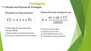Usinagem
 Cálculos nos Processo de Usinagem
 