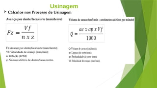 Usinagem
 Cálculos nos Processo de Usinagem
 