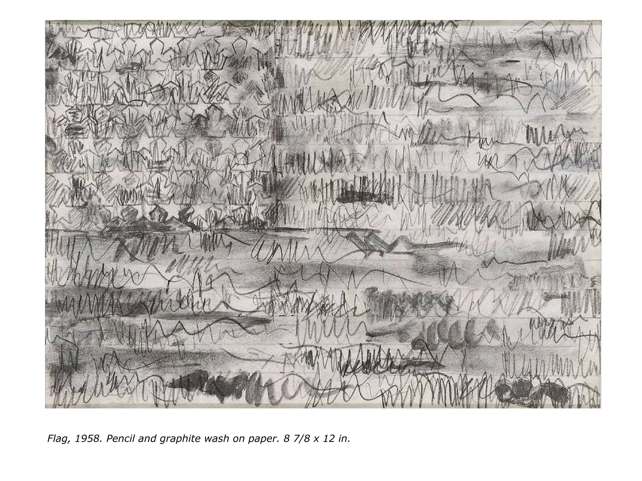 Flag, 1958. Pencil and graphite wash on paper. 8 7/8 x 12 in. 