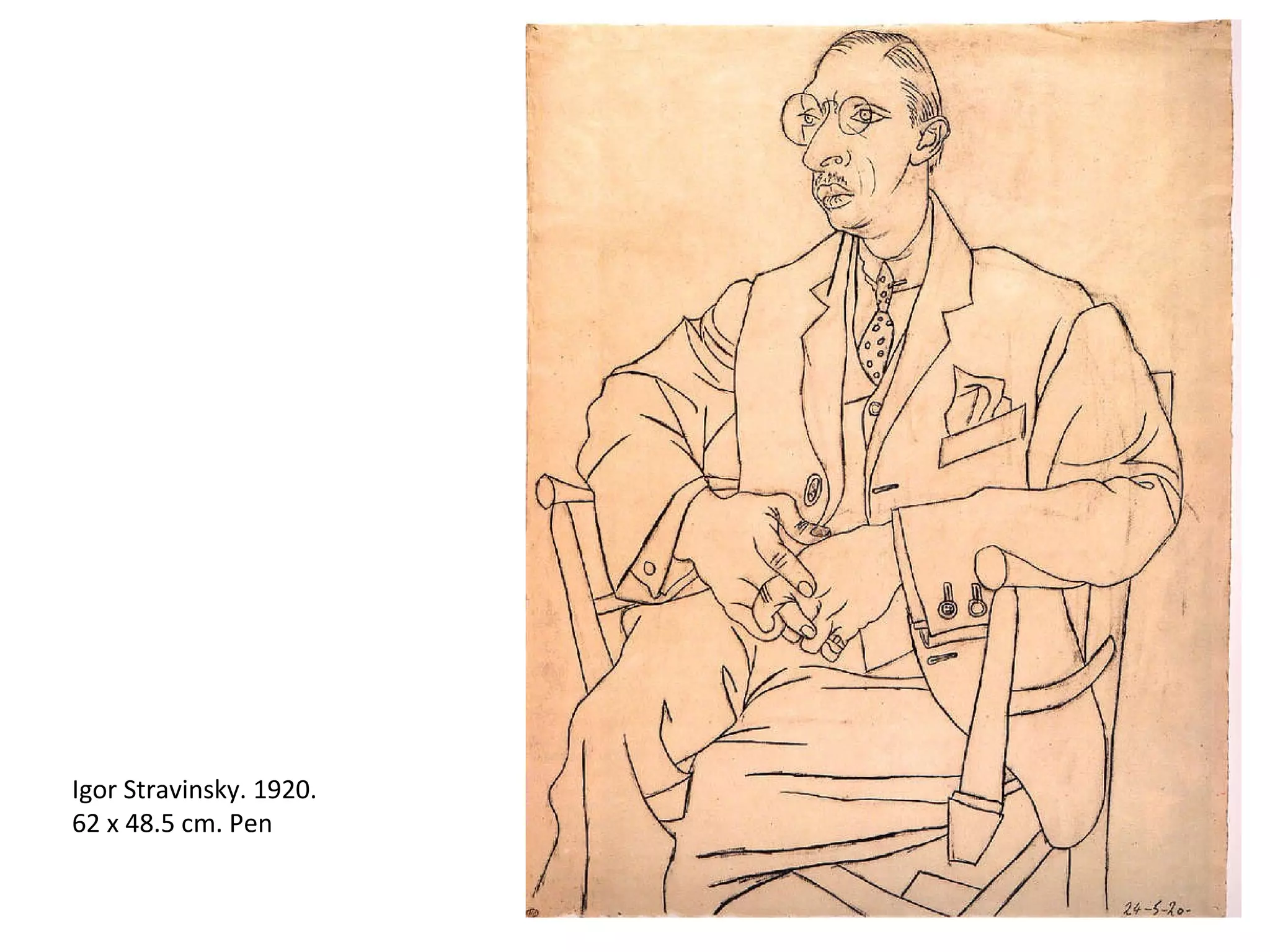 Igor Stravinsky. 1920. 62 x 48.5 cm. Pen 