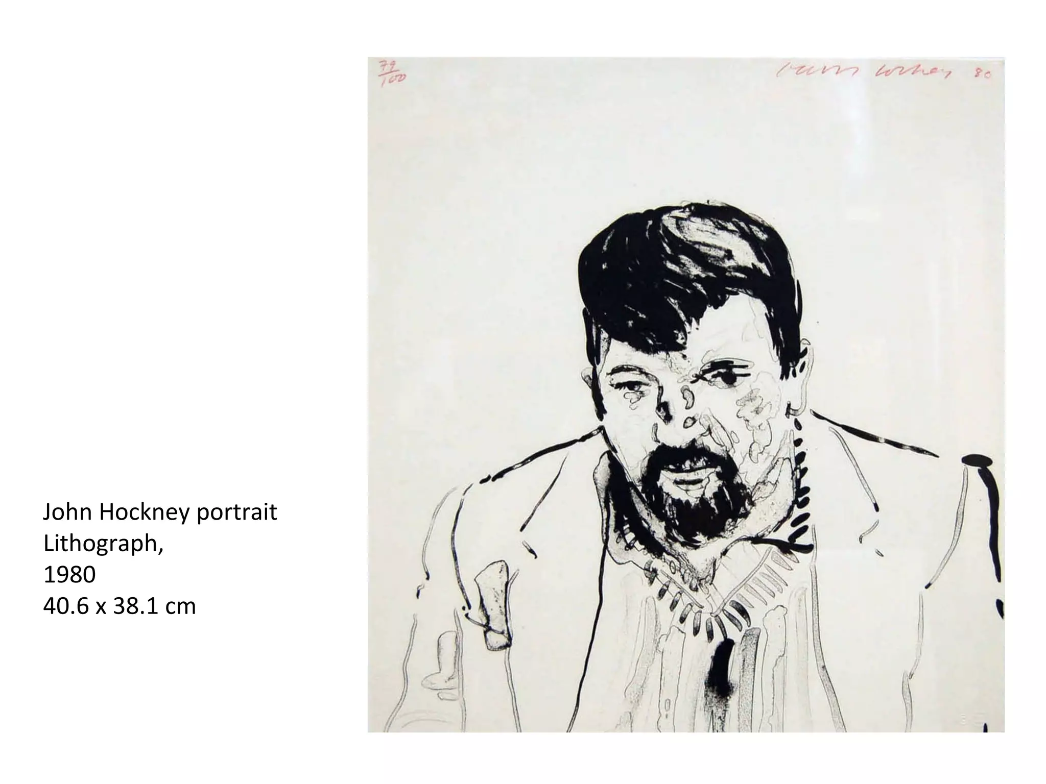 John Hockney portrait Lithograph, 1980 40.6 x 38.1 cm 