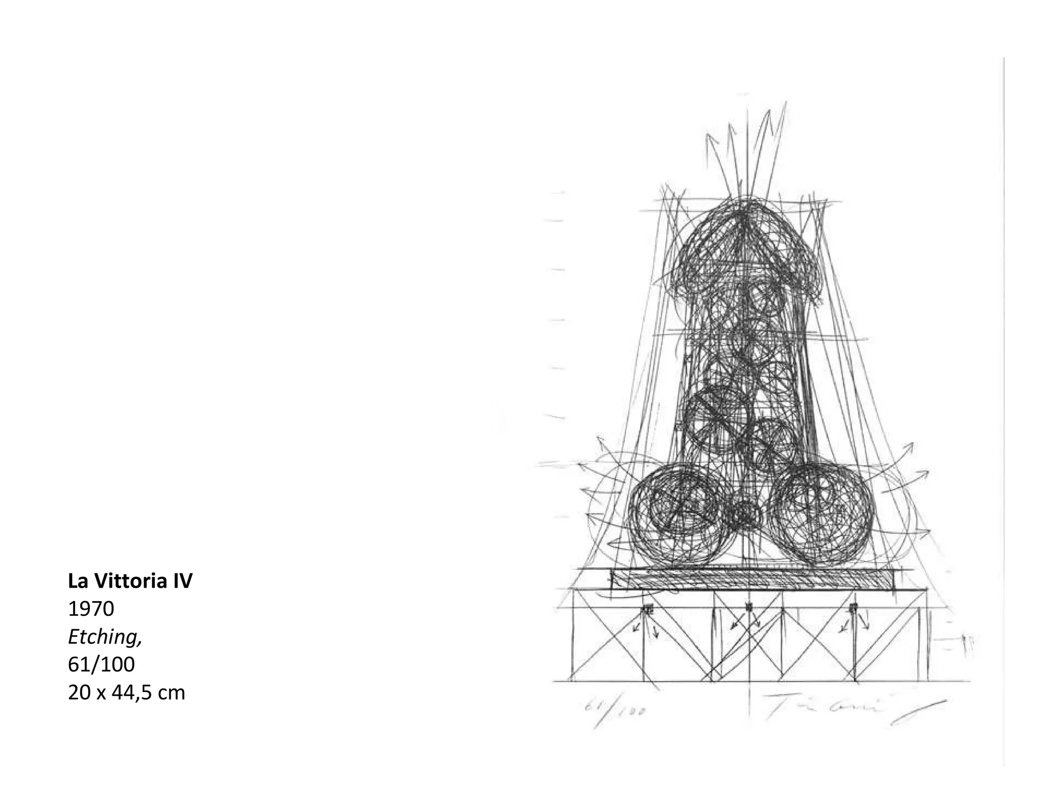 La Vittoria IV 1970 Etching,  61/100 20 x 44,5 cm   