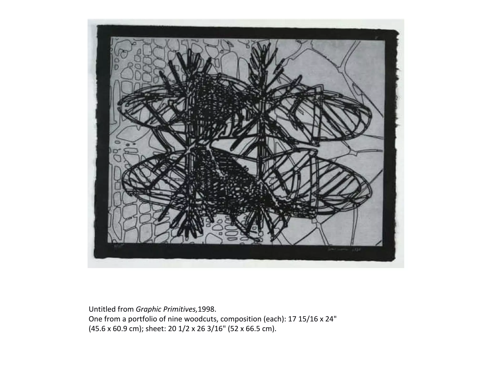 Untitled from  Graphic Primitives, 1998.  One from a portfolio of nine woodcuts, composition (each): 17 15/16 x 24" (45.6 x 60.9 cm); sheet: 20 1/2 x 26 3/16" (52 x 66.5 cm). 