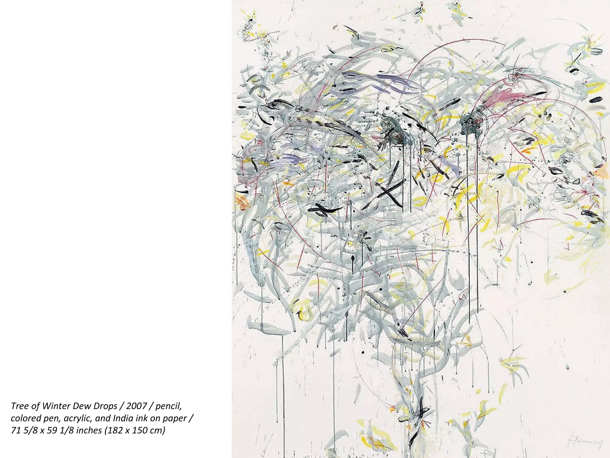 Tree of Winter Dew Drops / 2007 / pencil, colored pen, acrylic, and India ink on paper /  71 5/8 x 59 1/8 inches (182 x 150 cm) 