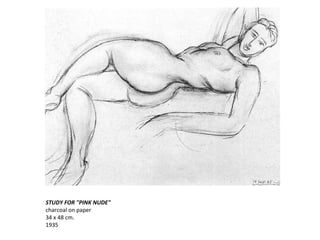 STUDY FOR "PINK NUDE" charcoal on paper  34 x 48 cm. 1935 