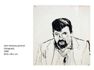 John Hockney portrait Lithograph, 1980 40.6 x 38.1 cm 