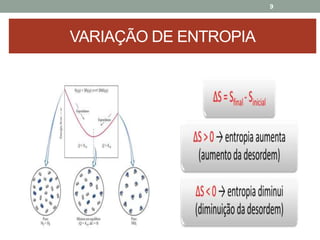 9
VARIAÇÃO DE ENTROPIA
 