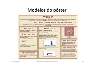 Modelos	
  do	
  pôster	
  
9/10/13	
  8:02	
  PM	
   37	
  Apresentação	
  de	
  trabalhos	
  cien3ﬁcos	
  
 
