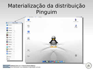 Materialização da distribuição
           Pinguim




                                                            112-117

 Software livre no 1.º Ciclo do Ensino Básico:
 Uma distribuição Linux adaptada à organização curricular
 