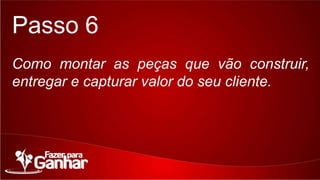 Passo 6
Como montar as peças que vão construir, entregar e
capturar valor do seu cliente.

 
