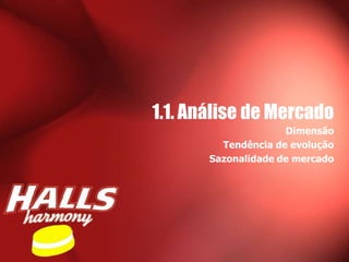 1.1. Análise de Mercado
                     Dimensão
         Tendência de evolução
       Sazonalidade de mercado
 