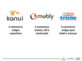 E-commerce    E-commerce      E-commerce
   artigos    móveis, UD e    artigos para
 esportivos    construção    bebê e crianças
 