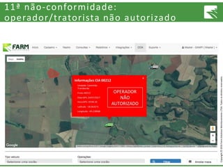 Copyright©2016FarmSolutionsMonitoramentoLTDA.Todososdireitosreservados.
11ª não-conformidade:
operador/tratorista não autorizado
 