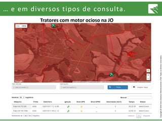 Copyright©2016FarmSolutionsMonitoramentoLTDA.Todososdireitosreservados.
… e em diversos tipos de consulta.
Tratores com motor ocioso na JO
 