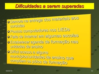04/03/10 Dificuldades a serem superadas 