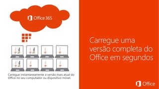 Carregue uma 
versão completa do 
Office em segundos 
 