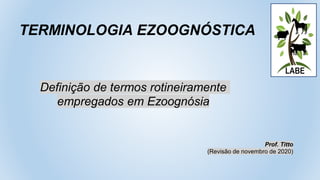 TERMINOLOGIA EZOOGNÓSTICA
Prof. Titto
(Revisão de novembro de 2020)
Definição de termos rotineiramente
empregados em Ezoognósia
 