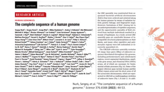 Nurk, Sergey, et al. "The complete sequence of a human
genome." Science 376.6588 (2022): 44-53.
 
