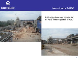 18
Nova Linha T-HDF
Início das obras para instalação
da nova linha de painéis T-HDF.
 