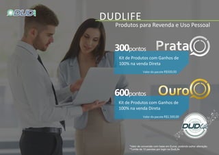 Kit de Produtos com Ganhos de
100% na venda Direta
300pontos
Kit de Produtos com Ganhos de
100% na venda Direta
600pontos
Produtos para Revenda e Uso Pessoal
 