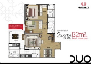 Sacada gourmet
integrada ao living
e à cozinHa.

                      planta tipo a
 