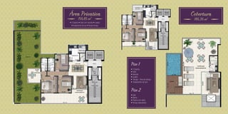 Área Privativa

Cobertura

156,85 m2

186,36 m2

• 3 Quartos • Suíte com varanda • Lavabo
• Acabamento de luxo • Amplo terraço

Piso 1
• 3 Quartos
• Suíte
• Varanda
• Lavabo
• Terraço - Área de serviço
• Acabamento de luxo

Piso 2
• Sala
• Banho
• Piscina com deck
• Terraço descoberto

 