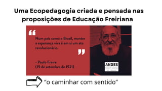 Uma Ecopedagogia criada e pensada nas
proposições de Educação Freiriana
‘’o caminhar com sentido’’
 