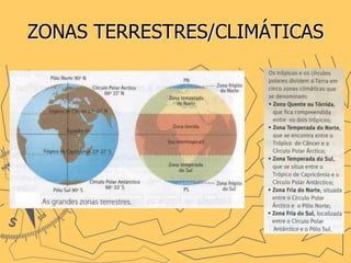ZONAS TERRESTRES/CLIMÁTICAS
 
