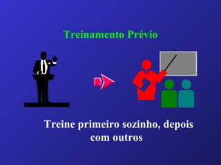 Treinamento Prévio
Treine primeiro sozinho, depois
com outros
 
