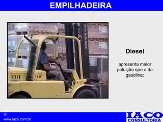 95
www.iaco.com.br
EMPILHADEIRA
Diesel
apresenta maior
poluição que a da
gasolina;
 