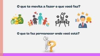 O que te movita a fazer o que você faz?
O que te faz permanecer onde você está?
 