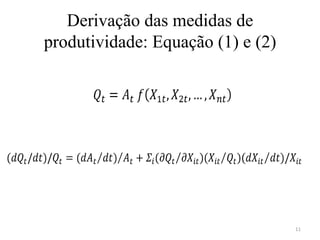 Derivação das medidas de
produtividade: Equação (1) e (2)




                                   11
 
