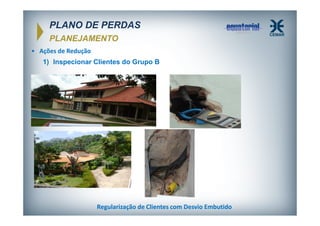 PLANO DE PERDAS
PLANEJAMENTO
• Ações de Redução
1) Inspecionar Clientes do Grupo B

Regularização de Clientes com Desvio Embutido

 