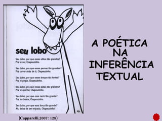(Capparelli,2007: 128) A POÉTICA NA  INFERÊNCIA TEXTUAL 