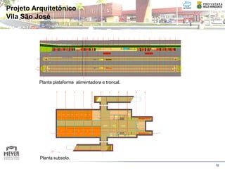 Projeto Arquitetônico
Vila São José




         Planta plataforma alimentadora e troncal.




          Planta subsolo.
                                                     18
 