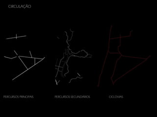 CIRCULAÇÃO

PERCURSOS PRINCIPAIS

PERCURSOS SECUNDÁRIOS

CICLOVIAS

 
