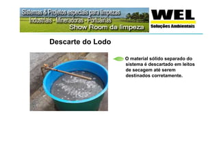 Descarte do Lodo

                   O material sólido separado do
                   sistema é descartado em leitos
                   de secagem até serem
                   destinados corretamente.
 