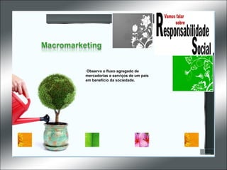   Observa o fluxo agregado de mercadorias e serviços de um país em benefício da sociedade. 