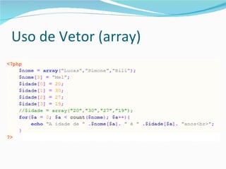 Uso de Vetor (array) 